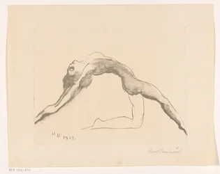 Femme nue sautant en arrière