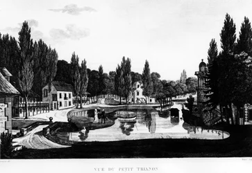 Vue du Petit Trianon à Versailles - dessin par Courvoisier