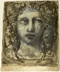 Étude de tête féminine (recto) ; Tête masculine classique (verso)