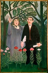 La muse inspire le poète (peinture sur toile)