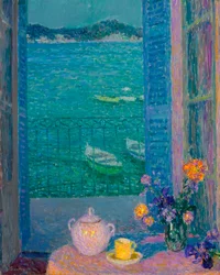 Bouquet de fleurs à la fenêtre, Villefranche-sur-Mer