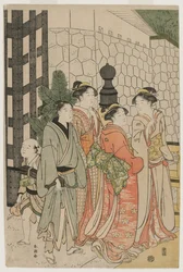 Jeune homme et femme sur le pont Tokiwa