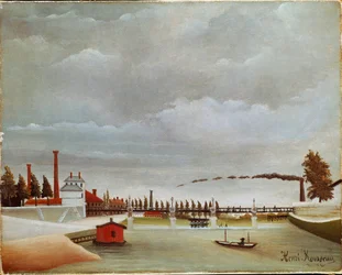 Les Rives de la Seine. Paysage de la Seine. Peinture de Henri Rousseau