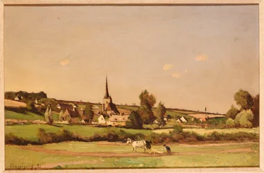Paysage Étendu avec un Laboureur et un Village au Loin