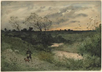 Aube—Chasseur avec chien