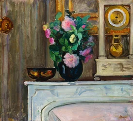 Bouquet de fleurs sur la cheminée, 1920
