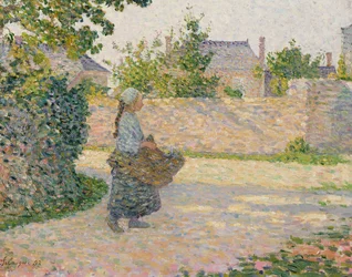 Jeune paysanne retournant au village