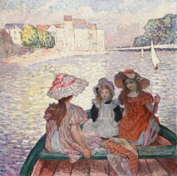 Trois filles dans une barque