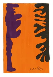 Arabesques noires et violettes sur fond orange
