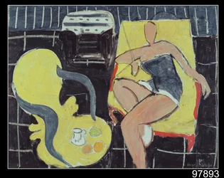 Danseuse et fauteuil rocaille sur fond noir