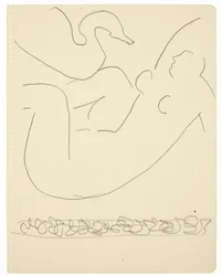 Etude (Léda et le cygne) (black Conté crayon on paper)