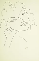 Tête de jeune femme (plume et encre noire sur papier)