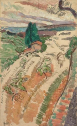 Paysage, Saint-Tropez, vers 1904 (huile sur crayon sur panneau)