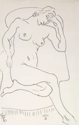 Femme nue dans un fauteuil, vers 1922-24 (crayon sur papier)