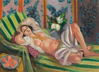 Odalisque couchée avec magnolias