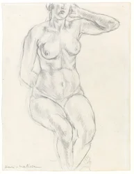 Nu assis, vers 1918 (graphite et craie noire sur papier)