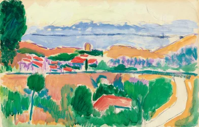 Vue de Collioure, vers 1906-1907 (huile sur fusain sur papier)