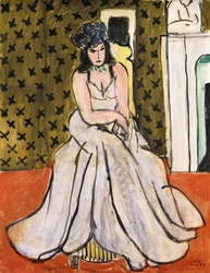 Femme avec un chapeau bleu