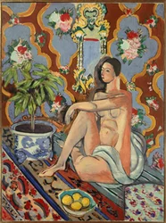 personnage décoratif sur fond ornemental 1925 (huile sur toile)