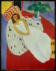 jeune fille en blanc fond rouge 1946 (oil on canvas)