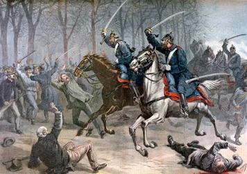 Charge de cavalerie, émeutes allemandes à Leipzig, 1892