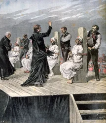 Garrottage des anarchistes à Xérès, Espagne, 1892