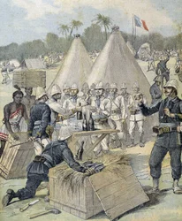 Les étrennes des soldats au Dahomey (actuel Bénin) - dans "Le Petit Journal" du 31/12/1892