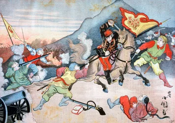 La prise du drapeau chinois par un officier japonais, 1894