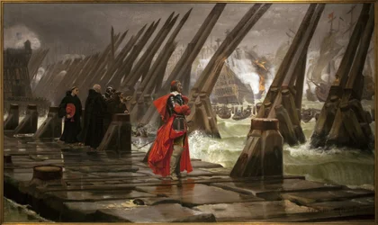 Richelieu sur la digue de La Rochelle, peinture d