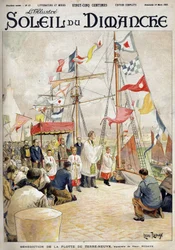 Bénédiction de la flotte de Terre-Neuve par Henri Rudaux. Gravure dans « Le soleil-du-dimanche », 19 mars