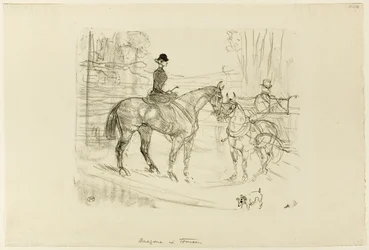 Cavalière et charrette