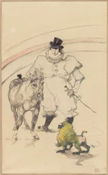 Au cirque : poney dressé et babouin