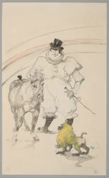 Au cirque : poney dressé et babouin