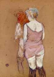 Deux femmes de dos, maison de la rue des Moulins