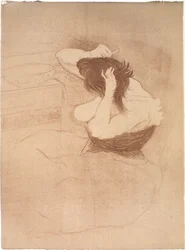 Femme se peignant, la Coiffure
