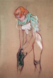 Femme tirant son bas
