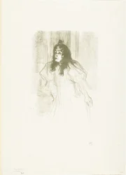 Portrait de la chanteuse May Belfort avec cheveux lâchés