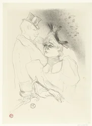 Portrait de la chanteuse Marcelle Lender et du comique Louis Bouchenez ou le Baron en représentation (Mademoiselle Lender et Baron)