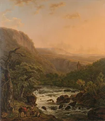 Rivière dans les Ardennes au coucher du soleil