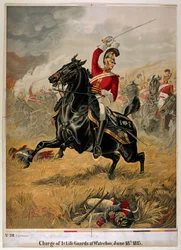 La charge des 1er Life Guards à Waterloo, publiée vers 1890