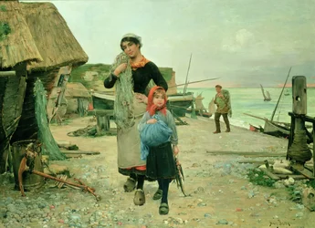 Pêcheurs revenant avec leurs filets, Étretat