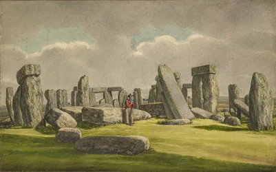 Stonehenge depuis le S.O., montrant des ruines avec un soldat, 1824-1839