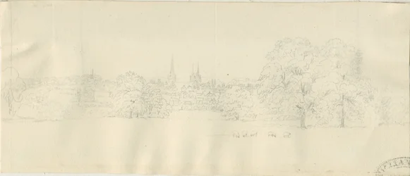 Lichfield - Vue nord (lointaine): dessin au crayon, nd [1788-1855]