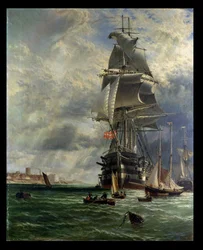 H.M.S. St. Vincent à son mouillage à l