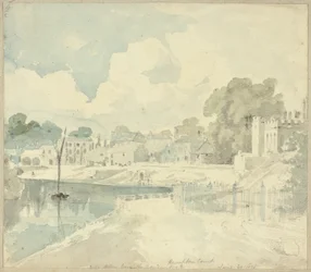 Vue de Hampton Court prise depuis le siège du jardin