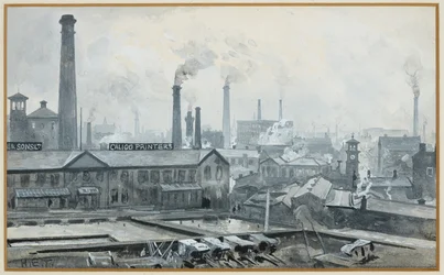 Vue depuis la gare de London Road, imprimeries de Hoyle