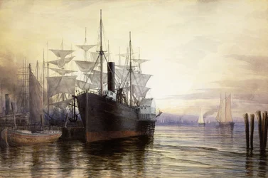 Coucher de soleil, port de New York, 1880