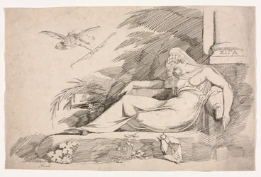 Femme endormie avec un Cupidon, 1780-1790