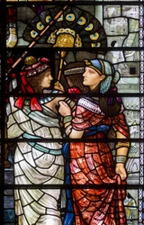 Cathédrale de Durham, Holday Workshop, Henry Holiday, Moïse quittant la cour de Pharaon (détail), 1895