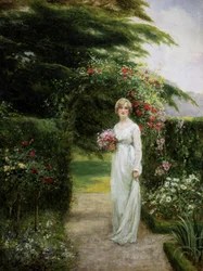 Dans le jardin de roses. Peinture de Yeend King (1855-1924) Collection privee.